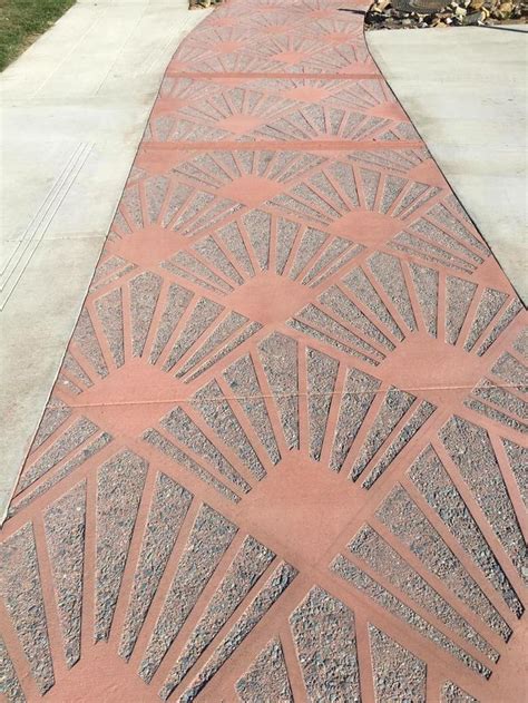 etched sidewalk pattern