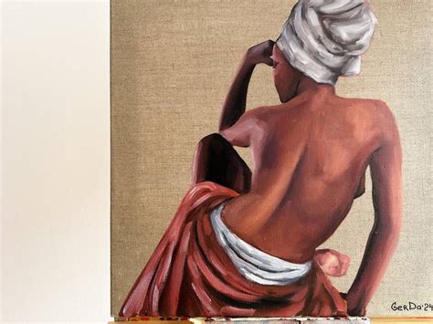 African Beauty - Erotic Naked Black Woman Painting by Daria Gerasimova