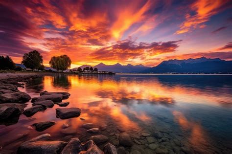 Premium Photo | Sunset over lake Lucerne Switzerland Long exposure ...