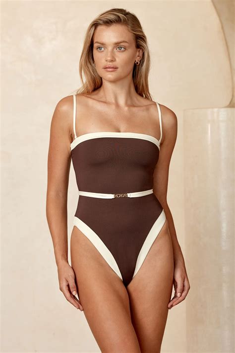 Miami One Piece - Espresso/Ivory – Monday Swimwear