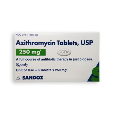 Azithromycin, 250mg/tab, 6 tabs, Teva/Sandoz, Canada | Steroids Canada ...