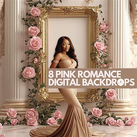 8 Pink Romance Digital Backdrops | Palace Room Background | Luxurious