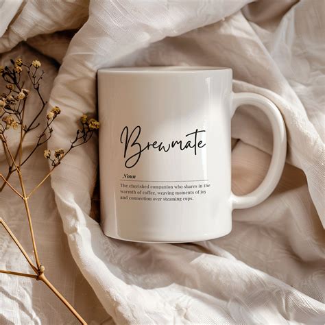 Minimalist Brewmate Definition Mug, Chic Coffee Companion Quote, Modern