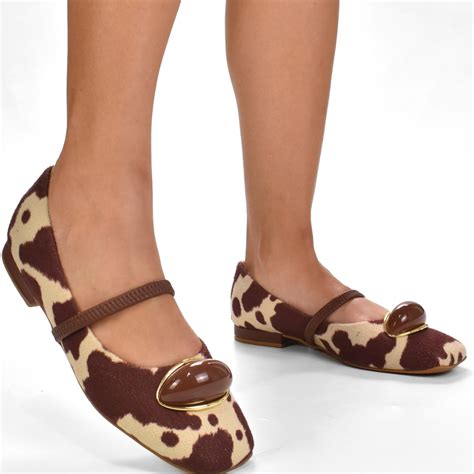 Sapato Estampa Vaca - Sapatilha Feminina Estampa Animal Print Vaca Premium Conforto Borro ...