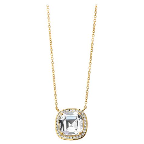 JMP Quartz Rock Crystal Diamond Gold Crystal Ball Necklace For Sale at