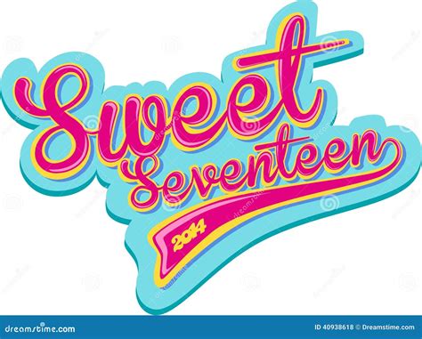 Sweet Seventeen Retro Design Stock Illustration - Illustration of ...