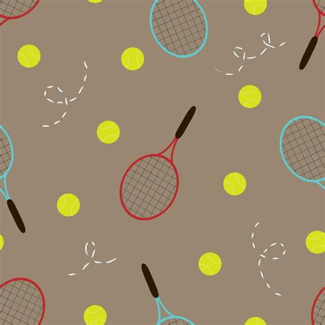 Vector seamless pattern with tennis rackets and balls in cartoon style ...