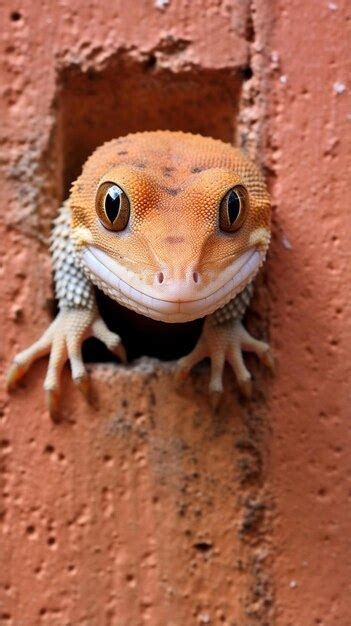 Premium AI Image | a lizard sticking its head out of a hole