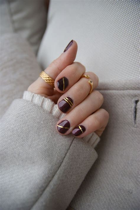 Line Nail Designs, Gold Nail Designs, Art Designs, Art Deco Nails, Art ...