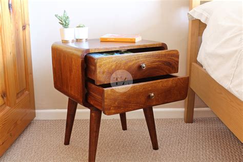 Bedside Table With Drawers Mid Century Bedside Table - Etsy UK
