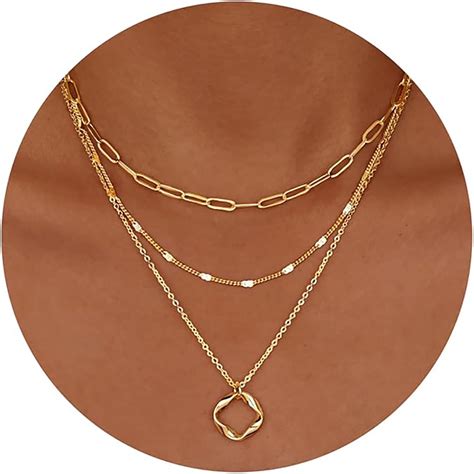 layered gold necklaces  womenstackable dainty  gold silver
