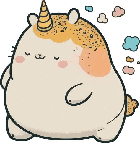 Premium Vector | Cute fat unicorn farting clouds funny vector cartoon