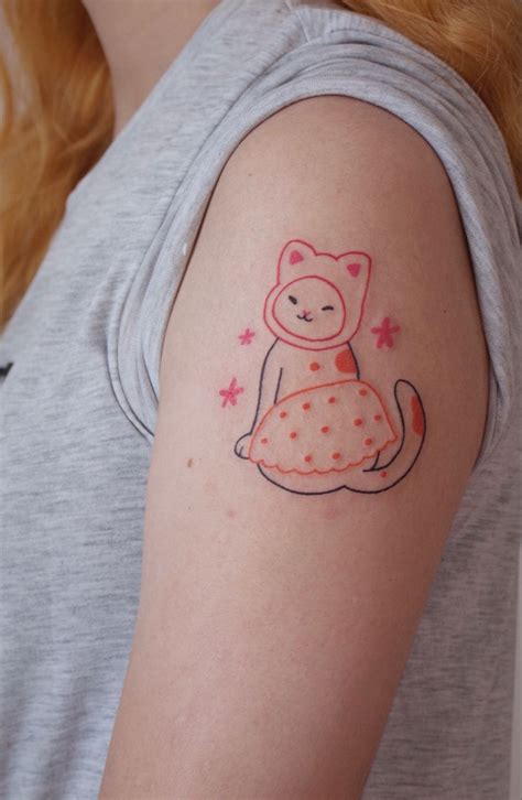 Тату котик милый аниме рисунок cute cat tattoo