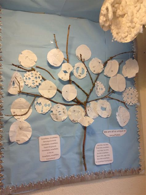 Winter tree. Seasons. Snowflakes. Preschool family tree. Snowflake poems. We are all as unique ...