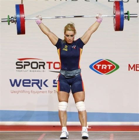 Lidia Valentin competing in the women's 75kg weightlifting competition ...