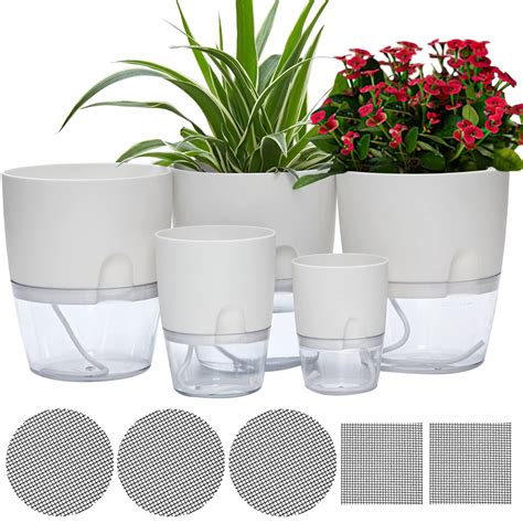 Self Watering Pots for Indoor Plants, ETGLCOZY 5 Pack 6/4.1/3.2 Inch