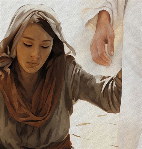 Hem of His Garment Print Bleeding Woman Art Touching the Hem Healing