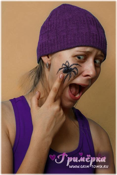 Аквагрим, грим, паук на лице face painting, make-up, spider on the face ...