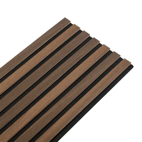 Wooden slat wall panel Vertigo - 120x30x1 cm - Dark oak on black felt