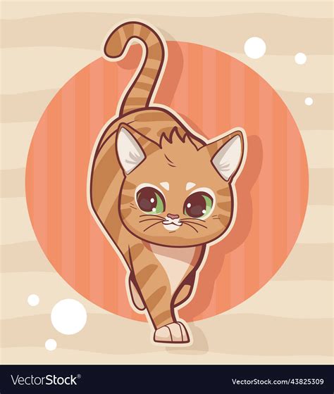 Cat walking anime style Royalty Free Vector Image