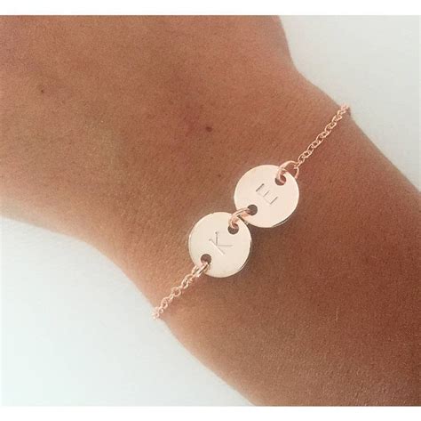 rose gold initial bracelet personalized gift   etsy
