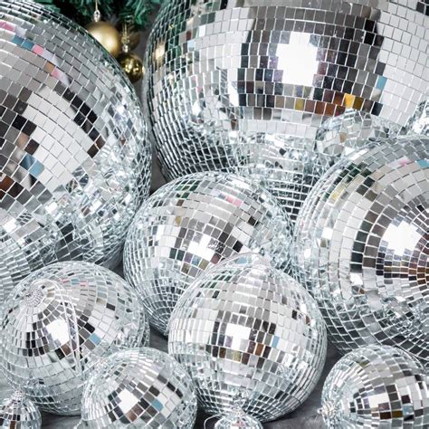 pack    silver disco mirror ball large disco ball