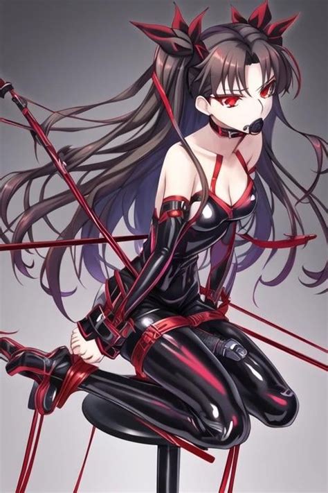 Rin Tohsaka tied tight in latex bondage (very new to Ai, lmk what you