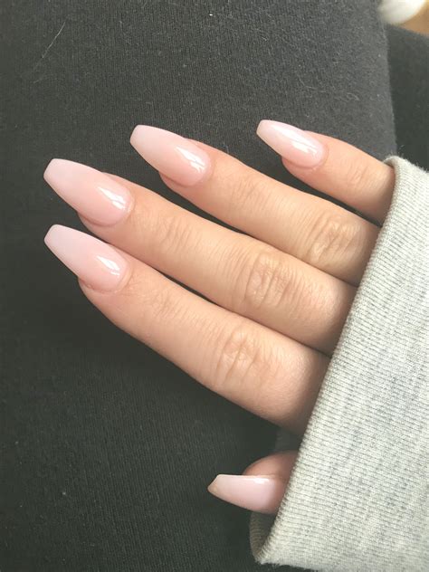 Natural Acrylic Coffin Nails - Tips Color Short Acrylic Nails