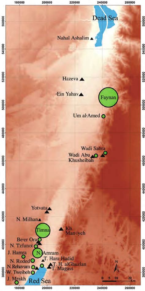 map   wadi arabah   southern levant    important