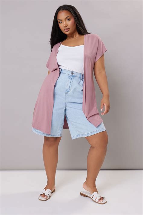 YOURS Plus Size Pink Grown On Sleeve Jersey Cardigan | Yours Clothing