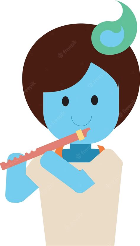 Premium Vector | Lord krishna playing flute