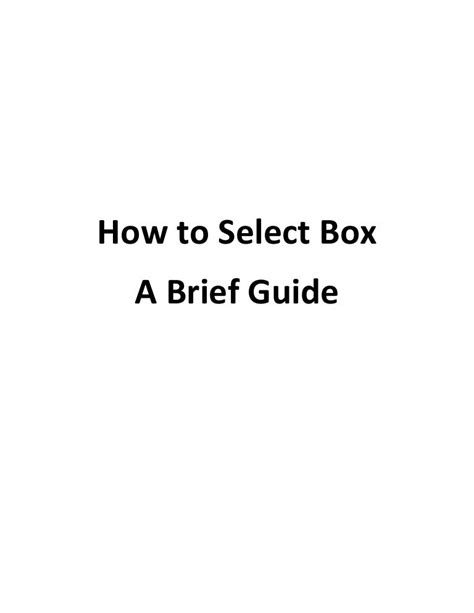 guide  select boxes