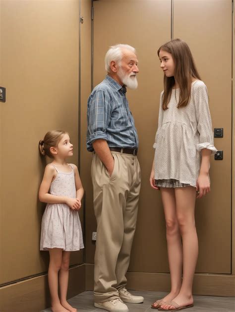 Whimsical Encounter Giant 13YearOld Girl and Tiny Old Man | AI Art