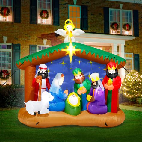 The Holiday Aisle® 8FT Christmas Inflatables Nativity Scene, Blow Up