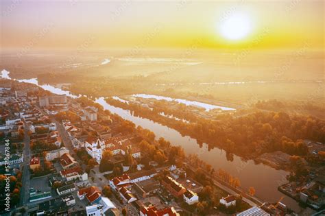 Pinsk, Brest Region, Belarus. Cityscape Skyline In Autumn Morning ...