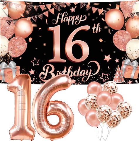 Amazon.com: KatchOn, Sweet 16 Balloons Rose Gold - 40 Inch, Pack of 13 ...