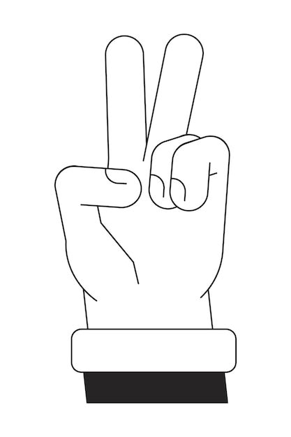 Premium Vector | Peace fingers bw vector spot illustration