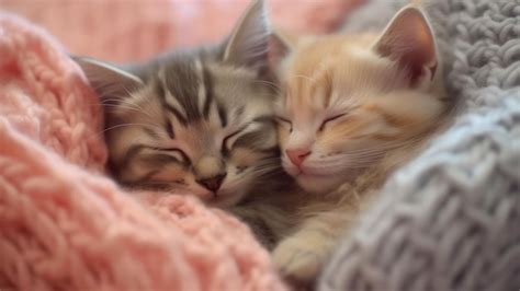 Premium AI Image | Two kittens sleeping on a pink blanket