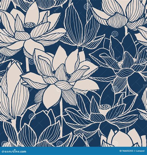 Floral Pattern Lotus / Lotus Flowers Seamless Pattern Stock Illustration Download Image Now ...