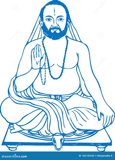 sketch  lord sri raghavendra swamy  guru rayaru outline vector