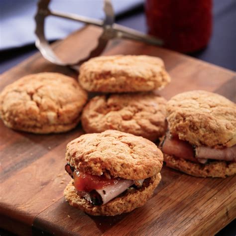 Sweet Potato Biscuits with Ham & Pepper Jelly Recipe - Farm Flavor Recipe