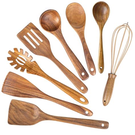 wooden kitchen utensils  cookingnatural teak wood utensil set
