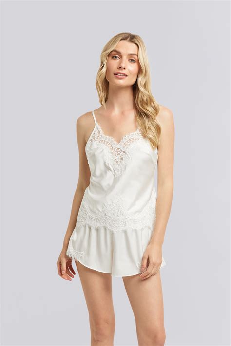Sian Luxury Satin Lace Cami Set White | Homebodii – Homebodii AU