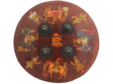 bid   hand paintd dhal shield rajput india  century
