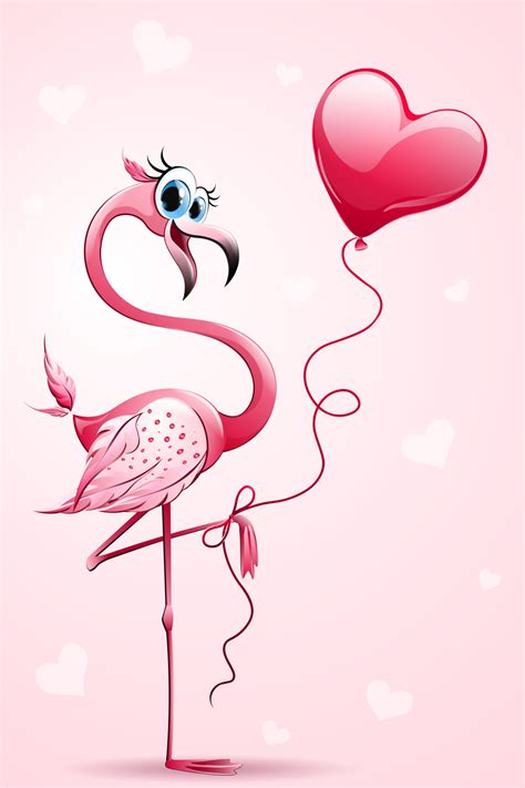 Flamingo Valentine with balloon 5486183 Vector Art at Vecteezy