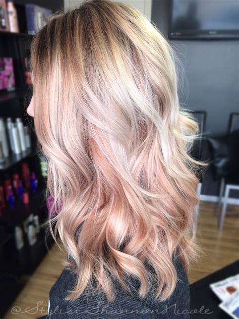 blonde  pastel pink rose gold hair color pink blonde hair rose