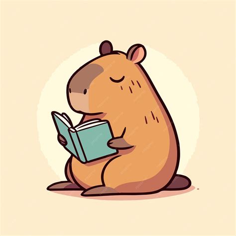 Premium Vector | Capybara is reading in cartoon style