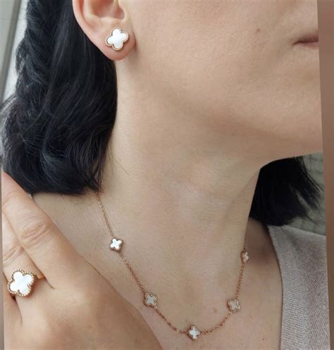 Сережки браслет комплект в стилі ван кліф клевер van cleef: 650 грн ...