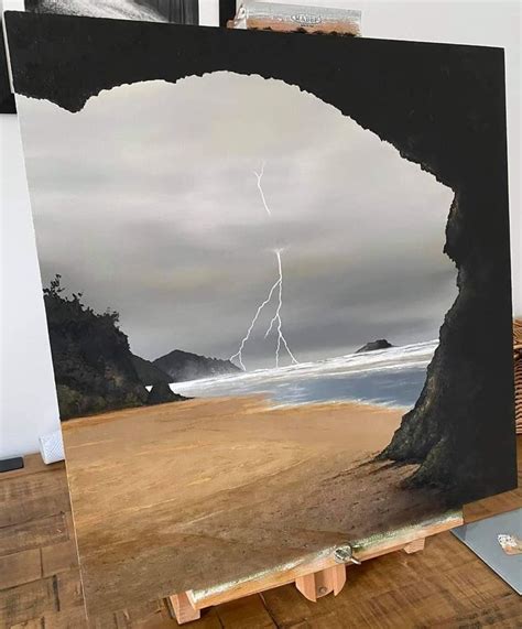 Beach storm painting idea | Landscape art painting, Painting art lesson ...