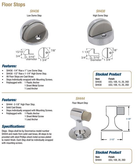 trim auxiliary floor stops doormerica hardware